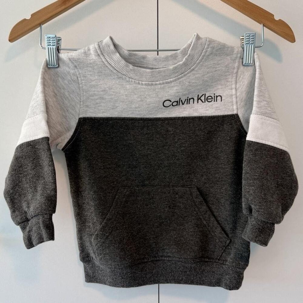 Calvin‎ Klein Sweatshirt Toddler 3T Colorblock Fleece Pullover Kangaroo Pocket